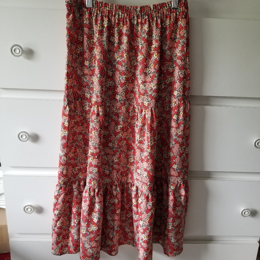 LOFT floral midi skirt